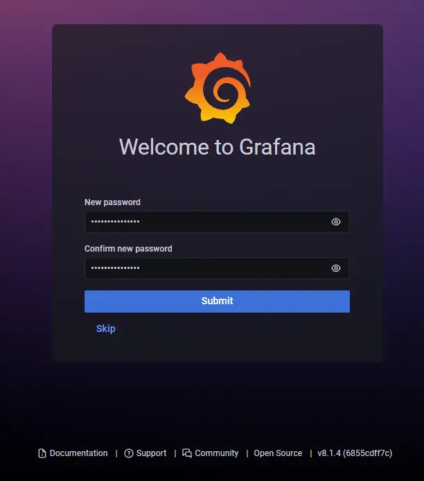 Grafana New Password