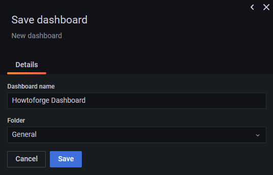 Grafana Save Dashboard Popup