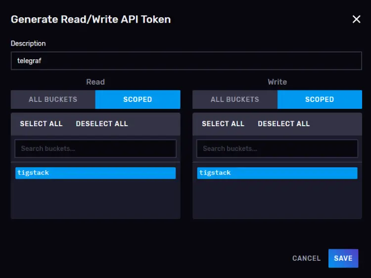 InfluxDB Create Token