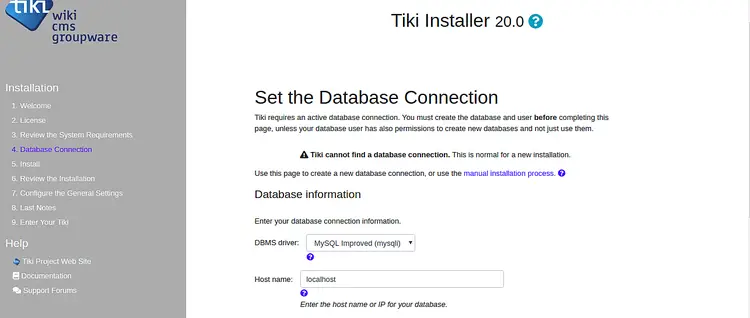 Set database connection