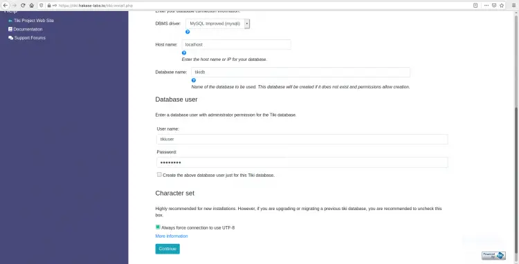 Configure TikiWiki Database and User