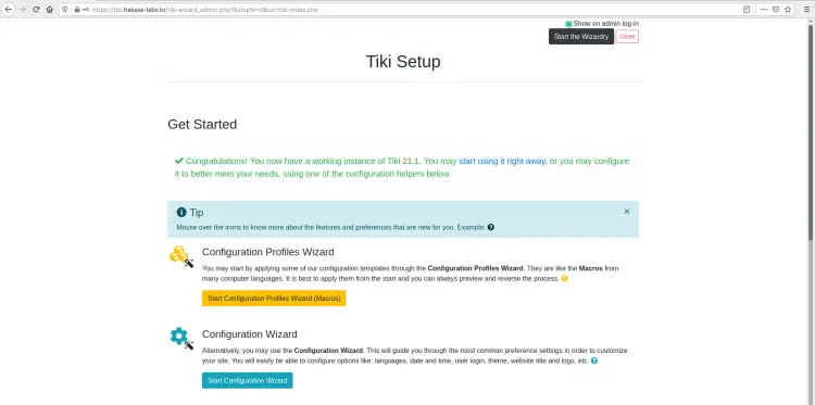 tkiwiki installation wizard