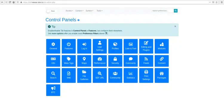 tikiwiki dashboard