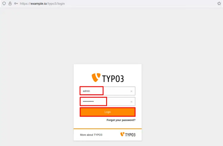 TYPO3 CMS Login Page