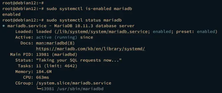 check mariadb