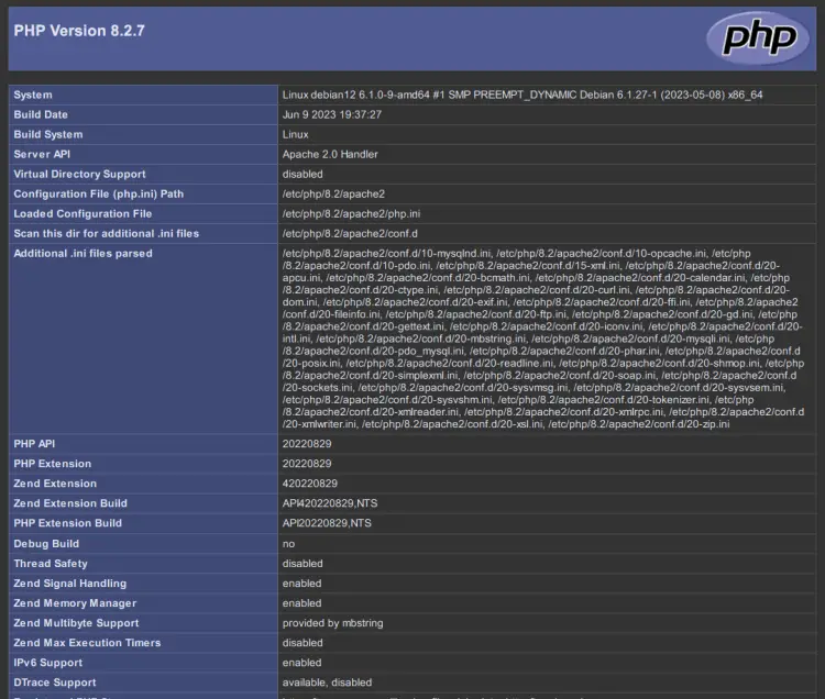 phpinfo