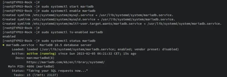 start verify mariadb