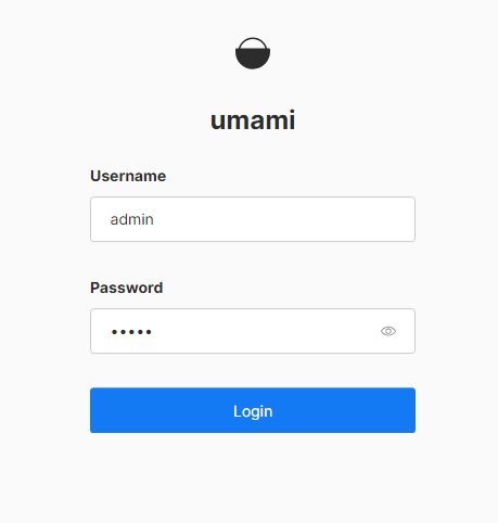 Umami Login Page