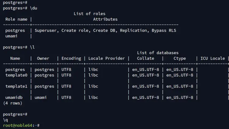 list database and user