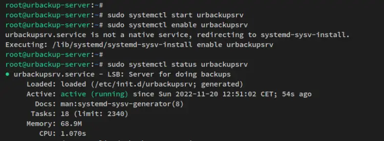 verify urbackup server