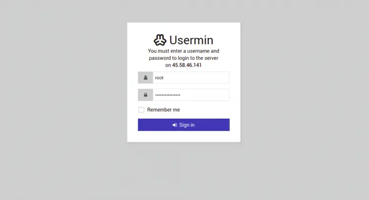 Usermin login