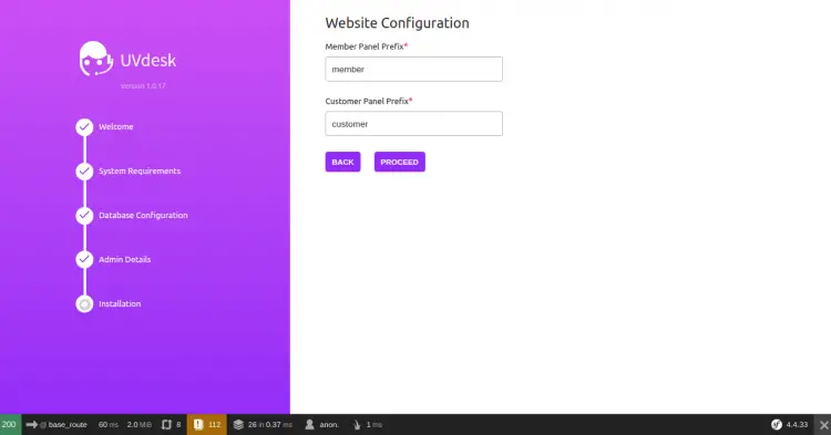 Website configuration