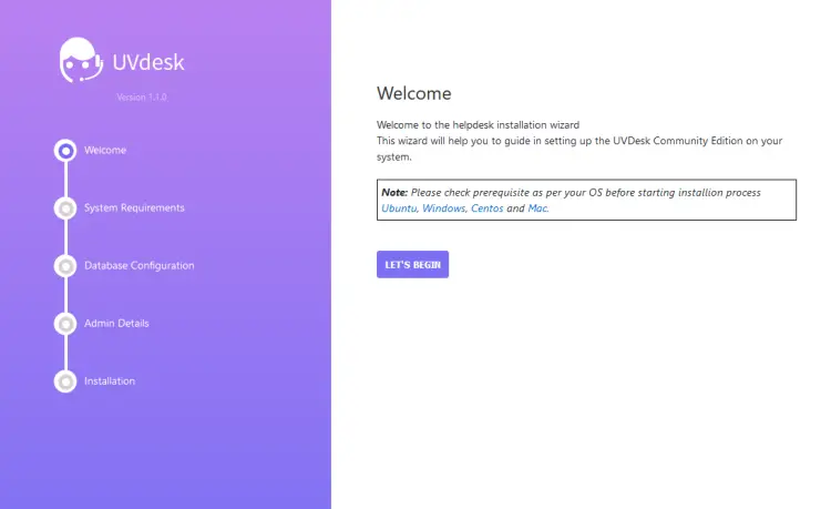 UVDesk Install Screen