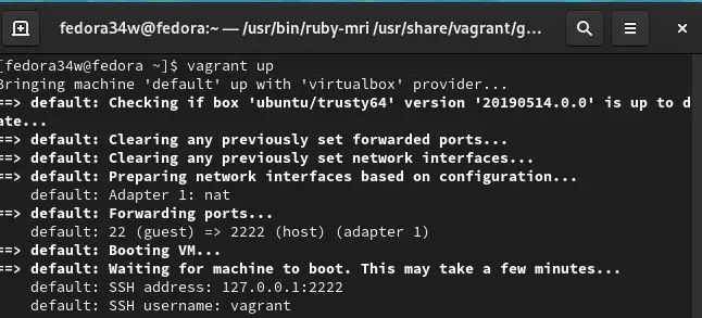 Starting vagrant VM