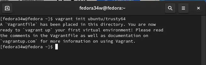  initializing the current directory for a vagrant environment
