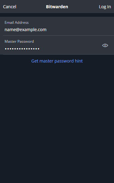 Bitwarden Login Page