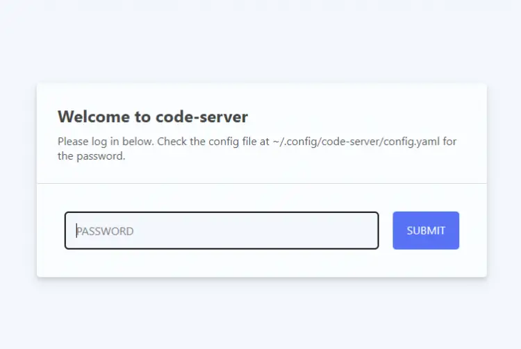 code-server Password Prompt