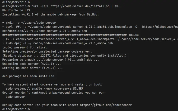 install code-server