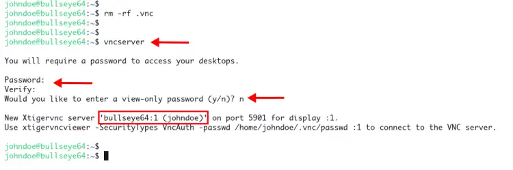 Initalizing VNC Server configuration