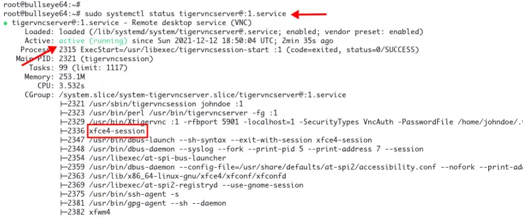 Starting VNC Service for Display number :1