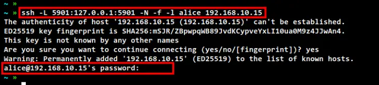 ssh tunneling vnc server