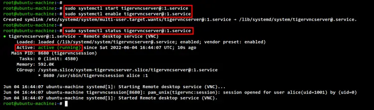 start enable vnc server