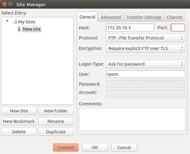 Add FTP server details