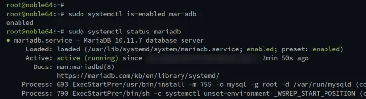 check mariadb