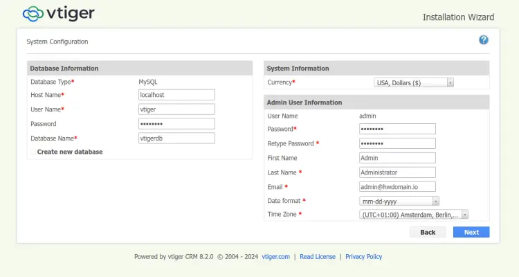 database and user