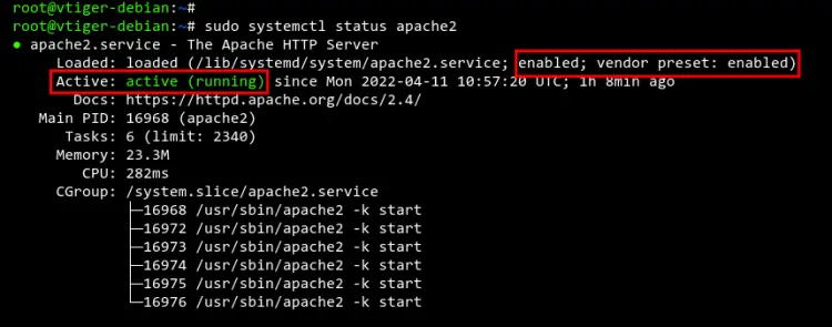 apache2 service status