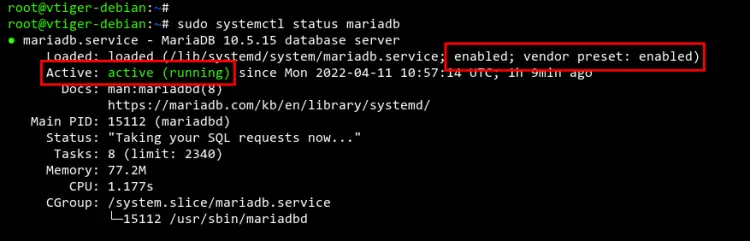 mariadb service status