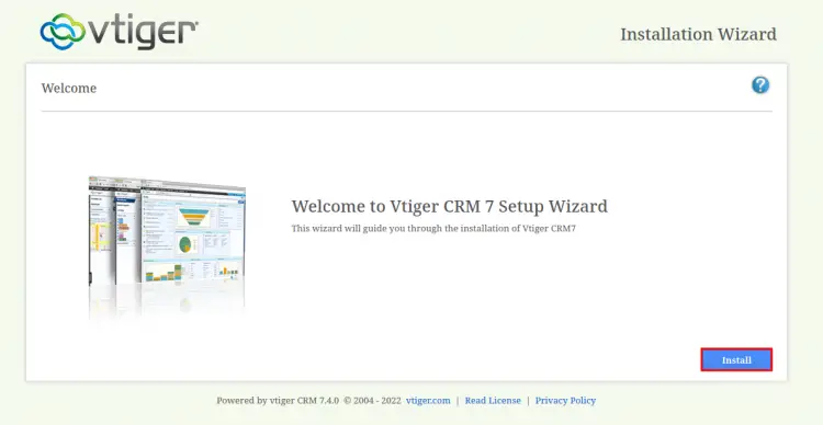 start vtiger crm installation