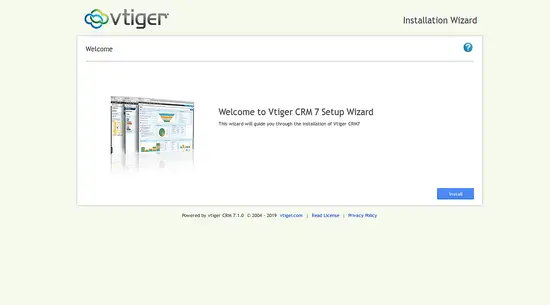 vTiger CRM setup wizard