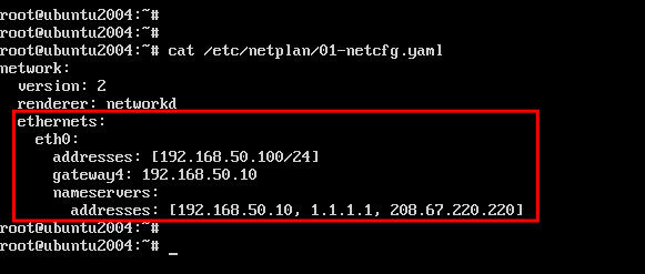 setup static ip address netplan