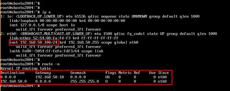 check ip address and routing ubuntu