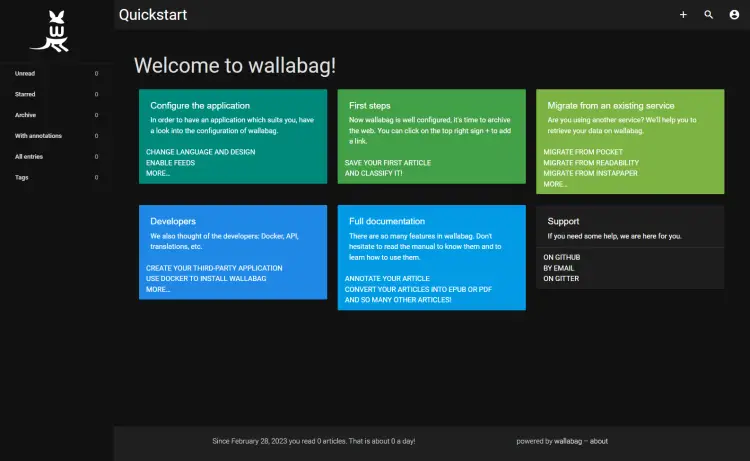 Wallabag Dashboard