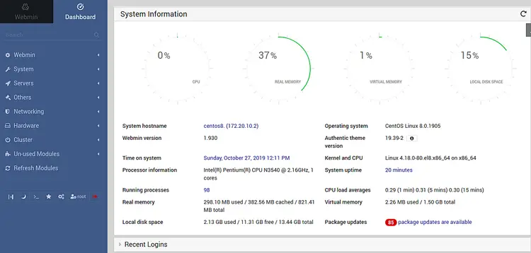 Webmin Dashboard