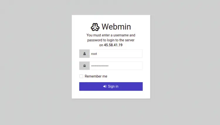 Webmin Login