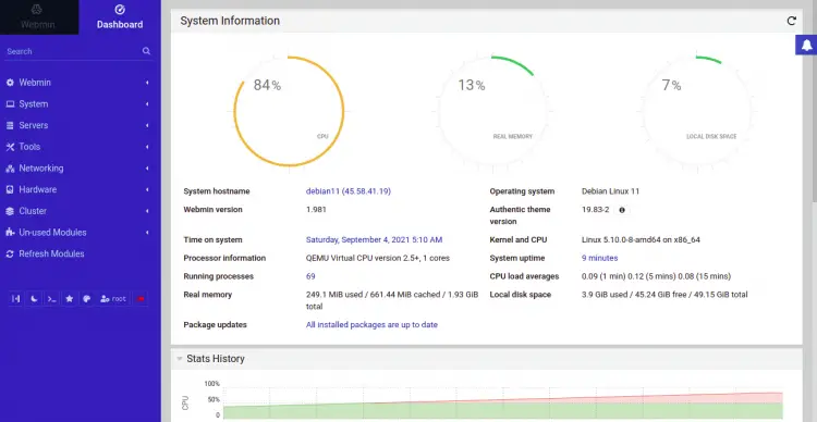 Webmin Dashboard