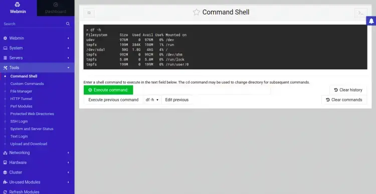 Webmin shell