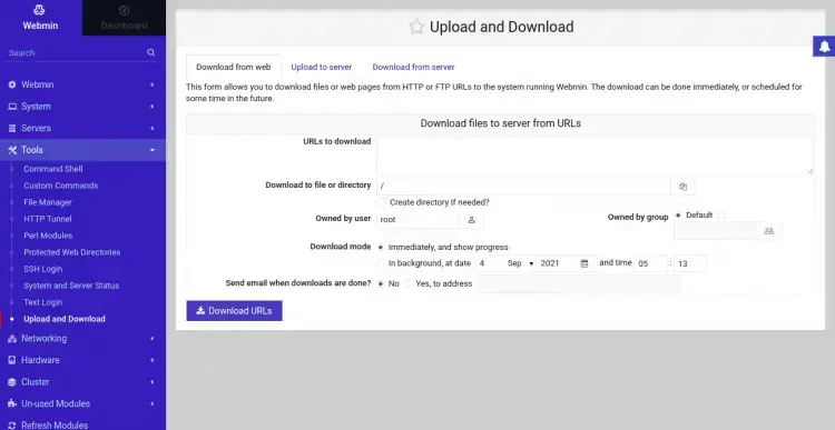 Webmin file upload