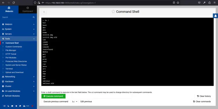 Webmin Command Shell