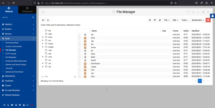 Webmin File Manager