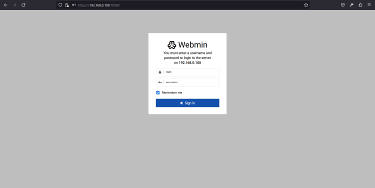 Webmin Login
