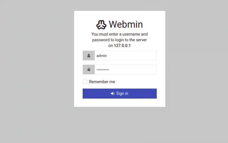 Webmin login