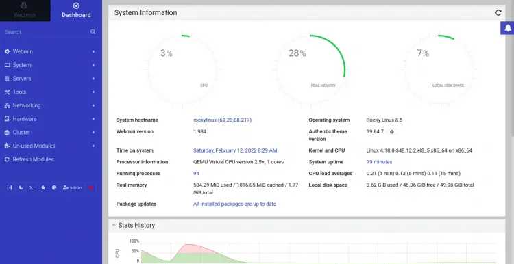Webmin Dashboard