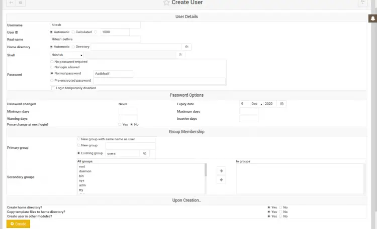 User details