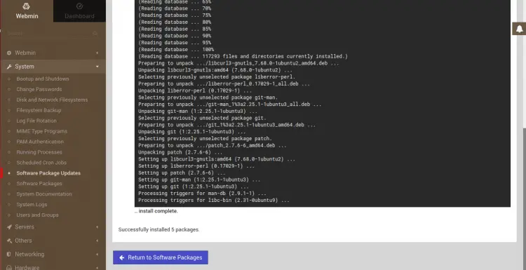 Package installation progress