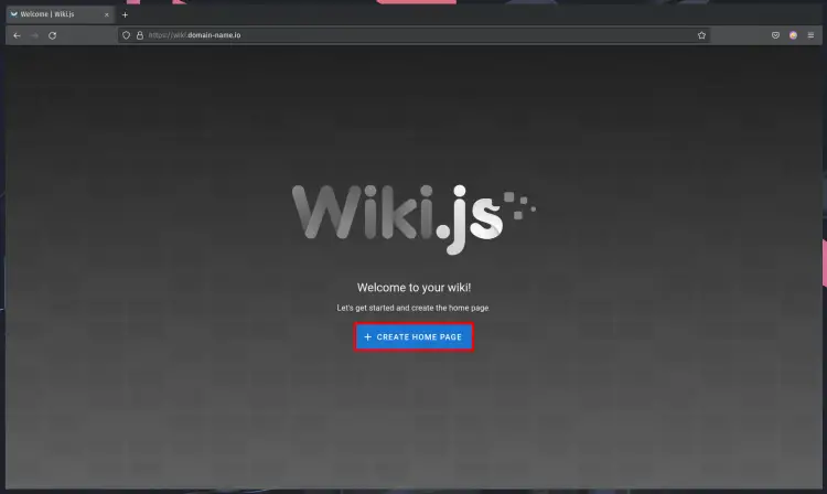 Wiki.js Create home page