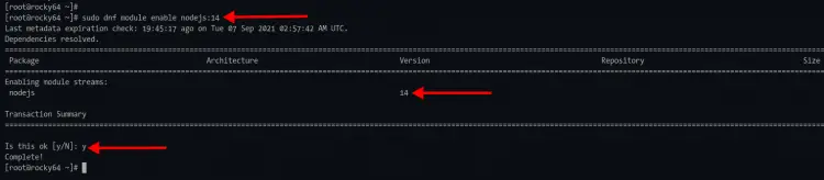 Enable repository module nodejs:14 Rocky Linux